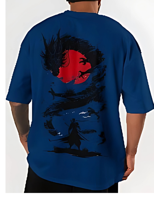Samurai & Dragon Oversized Graphic T-Shirt