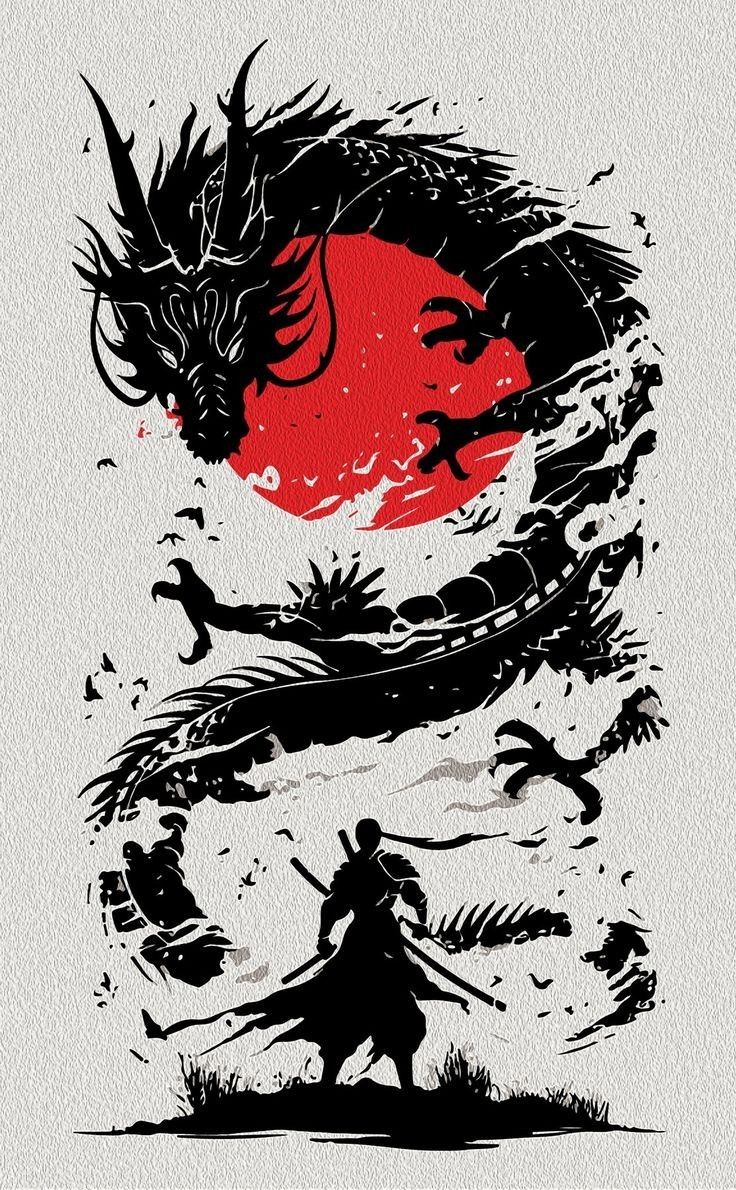 Samurai & Dragon Oversized Graphic T-Shirt