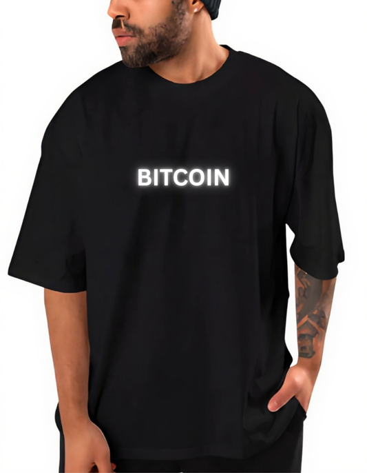 Bitcoin "To The Moon – Keep Mining" Oversized Graphic T-Shirt – Black