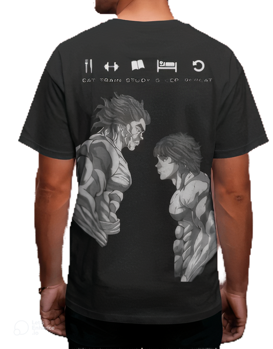 BAKI vs YUJIRO  Oversized Black T-Shirt