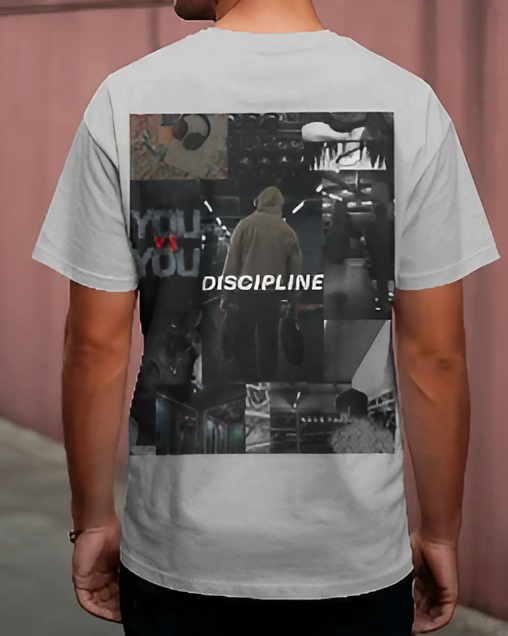 Men’s Motivational Back Print T-Shirt – “DISCIPLINE"
