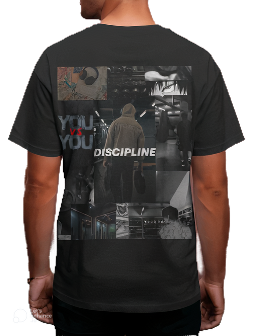 Men’s Motivational Back Print T-Shirt – “DISCIPLINE"