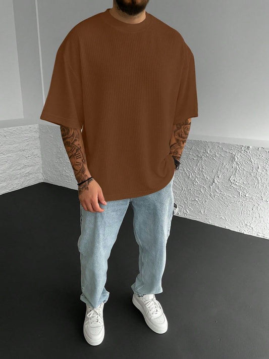 Drop Shoulder Plain T-Shirt